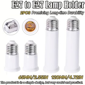 Resim 2 adet E27'den E27'ye Vida Soket Ampul Uzatıcı Lamba Başlıkları, 65mm ve 120mm Ölçüsünde, LED Ampul Tabanı Dönüşümü için Tasarlanmış., Tavan Liner Römork Veranda Bağlantı, E26 Düzden E27 Nugget Konu Bağlantı, Standart Aşağı Işıklar Donanımları Tip Manyetik Lamba Bağlantı Klipsi Flanş Asma Naylon Başlık Deliği Endüstriyel Römork Kiti Kamyon için 