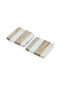 Resim The Mia Nature Bardak Altlığı 2li Set Brk0117 Beyaz - Kahverengi 