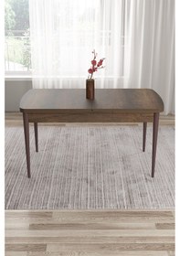 Resim Canisa Tia Serisi 80x132 Açılabilir Mdf Barok Ahşap Desen Gold Detay Mutfak Masası Ve 6 Antrasit Sandalye Masa Barok Ahşap Desen Sandalye Antrasit 