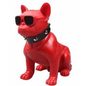 Resim Oturan Bulldog Köpek Şekilli Bluetooth Hoparlör Radyolu Ses Bombası Kırmızı SD039-1 Binbirreyon