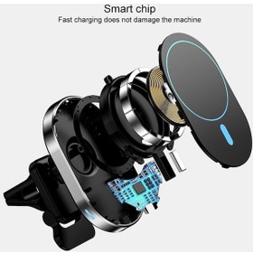 Resim Sones Jjt-968 15w Maksimum Çıkış Manyetik Araç Hava Çıkış Braketi Kablosuz Şarj Cihazı Mavi 