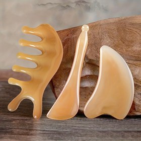 Resim 3 adet Seti Kalem ve Gua Sha Tahtası, Rahatlama ve Eğitim için Vücut Masajı ve Kalem Seti, Yüz ve Saç Masajı, Vücut, Baş ve Ekstremiteler için Uygun 