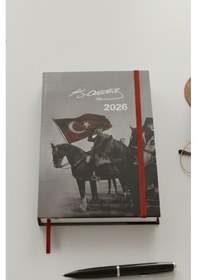 Resim 2026 Atatürk Günlük Ajanda 17x24 Cm Lastikli Atatürk Kapaklı Ofis Ev İşyeri Günlük Ajanda Planlayıcı Ofs907ata Gümüş 