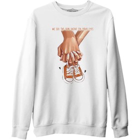 Resim Yeni Bebek Ayakkabı Anneler Günü Beyaz Unisex Kalın Sweatshirt - Beyaz / L 