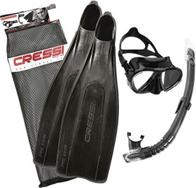 Resim Cressi Pro Star Palet Maske Şnorkel Seti Siyah No:45-46 