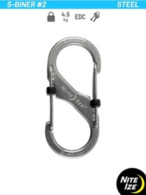 Resim Nite Ize S-biner 2 Kilidi Olan Çelik Karabina, Gümüş 166600737 