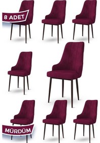 Resim Canisa Trex Serisi 1.sınıf Babyface Kumaş Kahve Metal Ayak 8 Adet Mürdüm Sandalye Sandalye Mürdüm Ayakları Kahve 