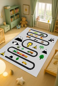 Resim Kessy Home Studio Eğitici Yol Desenli Çocuk Oyun Halısı Dijital Baskı Yıkanablir Kaymaz Taban Çocuk Odası Halısı 3 