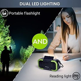 Resim AirGearPro Solar Şarjlı, Acil Durum Işığı ve FM/AM Radyolu Küçük Şarj Edilebilir Taşınabilir Radyo - USB Çıkışlı 5000 mAh Güç Bankası, IPX5 Su Geçirmez 