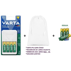 Resim Varta Plug (beyaz) Şarj Cihazı+şarj Edilebilir 4x2100mah Aa Kalem Pil+4x800 Aaa Ince+saklama Kılıfı 