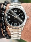 Resim Q&Q Marka Çelik Kordon, Gümüş Renk,Havuz Deniz Kullanımına Uygun, Şık Erkek Kol Saati+Bileklik 