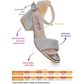 Resim Kiko Kids Alexa Günlük Kız Çocuk 4 Cm Topuklu Sandalet Abiye Ayakkabı Gümüş GÜMÜŞ 