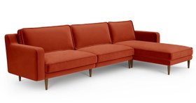 Resim Klem Slim 312 x 171 Köşe Ahşap Ayak - Kadife - Butter / Siyah / Rahat Dolgu 