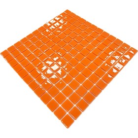 Resim Mutfak Tezgah Arası, Havuz, Banyo, Sauna, Spa, Iç , Dış, Zemin, Duvar, Kaplama ve Dekorasyon Uygulamalarında Tüm Yüzeyler Için, 25X25MM. Bal Kabağı Turuncusu, 31.5X31.5CM. Fileli Cam Mozaik. 