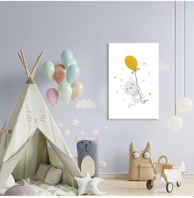 Resim Balonlu Kedi Kanvas Tablo 