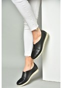Resim Fox Shoes P555081203 Siyah Hakiki Deri Comfort Ortopedik Taban Kadın Ayakkabı Siyah 