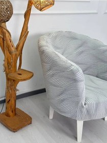 Resim Krokan Kumaş Tekli Midye/papatya Koltuk Kalıbı Koltuk Örtüsü Saks 