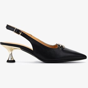 Resim Valmenti Kadın Hakiki Deri Siyah Slingback Ayakkabı 611 H51005 Bn Ayk Sk25-26 Black Leather Siyah 