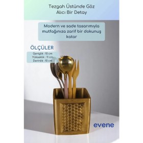 Resim Evene Tezgah Üstü Kaşıklık Dekoratif Dik Kaşıklık Silindir Kaşıklık Beyaz Renk Model 86 