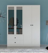 Resim Metalia Gm 079 Novado Aynalı Düğme Kulplu 4 Kapı 2 Çekmeceli Gardırop 