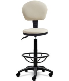 Resim Ofiscombin Ofis Büro Döner Tekerlekli Amortisörlü Arkalıklı Sırtlı Yüksek Bar Taburesi Krem Deri 00047499501 