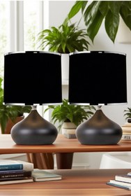 Resim 571 Store 2 ADET ELİPS MASA ABAJUR METAL GÖVDE KUMAŞ BAŞLIK AYDINLATMA 