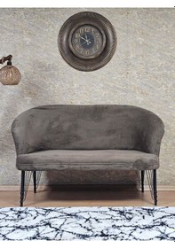 Resim Zafir İkili Teddy Siyah Boyalı Telli Ayak Çay Seti Koltuk İkili Berjer , Balkon, Salon, Ofis Kahverengi 