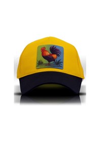 Resim Horoz Figürlü Hayvan Desenli Sarı Beyzbol Şapka Unisex Çok Renkli 