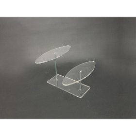 Resim soylu pleksi Şeffaf Pleksi 2'li Oval Pasta, Kek Teşhir Standı 