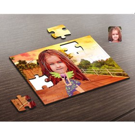 Resim Kişiye Özel Kız Çocuk Karikatürlü Ahşap Puzzle-11 (479987929) 