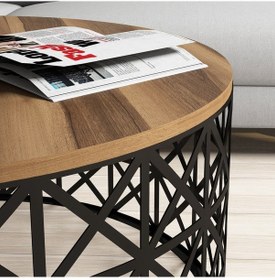 Resim Selin Metal Ferforje Orta Sehpa - Ceviz 