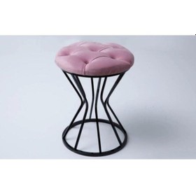 Resim Metal Ayaklı Lüks Puf Tabure Kara Inci Pembe 