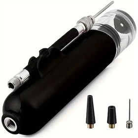 Resim Elmpaly Siyah + 3 Hava İğneli Portatif El Pompası - Bisiklet Basketbol Futbol Topu Şişirme Cihazı 