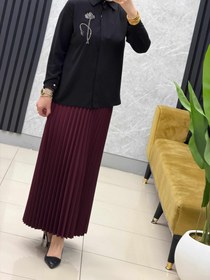 Resim Famalin pileli etek kod: 8940 - Kahverengi / 42 
