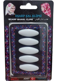 Resim Melodi Scarf 5 Adet Çengelli Damla Eşarp Şal Türban İğnesi Beyaz Beyaz 