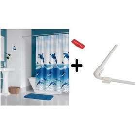 Resim Zethome Banyo Perdesi 9515 1x180x200, Perde Borusu Askı Aparatı Köşe Boru Beyaz Hediyeli, Duş Perdesi Seti Çok Renkli 