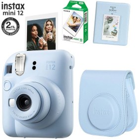 Resim Fujifilm Instax Mini 12 Mavi Fotoğraf Makinesi 10lu Film Ve Pvc Albümlü Çantalı Seti 2 
