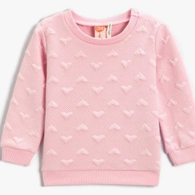 Resim Kız Bebek Kabartma Kalp Baskılı Sweatshirt 