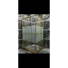 Resim Özel Duş Özelduş 90*90 cm Gold Profil Gold Çizgili Kumlu Desen 5 mm Cam 