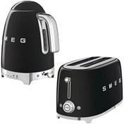 Resim Smeg KLF04BLEU Siyah Isı Ayarlı Kettle ve TSF02BLEU 2x4 Ekmek Kızartma Makinesi Seti 