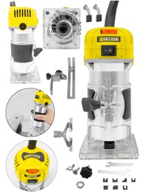 Resim Graizer 6 Kademe Devir Ayarlı Formika Traşlama Freze Makinesi 6 Mm + 12 Adet Uç Hediye-Sarı 