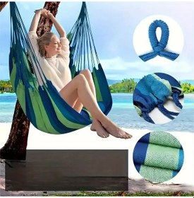 Resim Elmpaly Büyük Siyah Çizgili Hamak Sandalye Dayanıklı Kumaş Kamp Sarkıt Salıncak Keyifli Outdoor Abanoz - Beyaz 