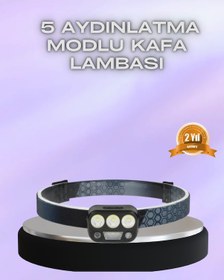 Resim Ucuztekno El Hareket Sensörlü Led Kafa Feneri 5 Mod Ayarlanabilir Renkli 