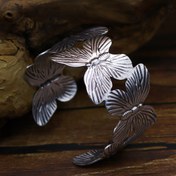 Resim 1 adet Bohem Tarzı Çiçek Şeklinde Açık Manşet Bilezik, Kadınlar için Vintage Metal Bilezik, Moda Günlük Kullanım Aksesuarı 