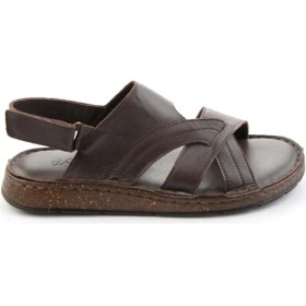 Resim Bambi Kahve Hakiki Deri Erkek Sandalet E05433011903 