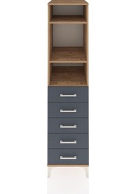 Resim Kronos Dolap 3 Raflı 5 Çekmeceli 44x59x182 Çam-antrasit Atlas Çam 