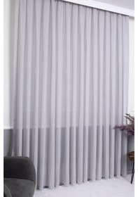 Resim Evrim Gri 1/2.5 Normal Pileli Ütü İstemez Kırışmaz Yeni Sezon Salon Oda Tül Perdesi Gri 