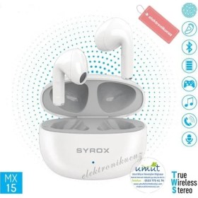 Resim Syrox MX15 Dokunmatik Bluetooth Kulaklık Tws +Ekstra Bass MX15 Tws Bluetooth Kulaklık Bt 5.3 