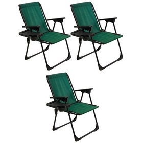 Resim Natura 3 Adet Kamp Sandalyesi Bardaklıklı - Yeşil 