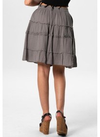 Resim Benan Beli Lastikli Kısa Yazlık Müslin Etek Gri Gri-gri Gri 